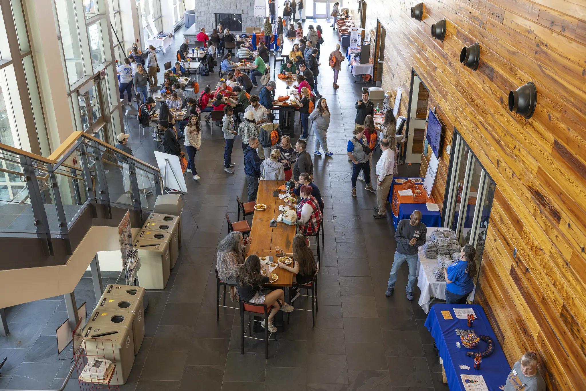 Overhead view of campus events